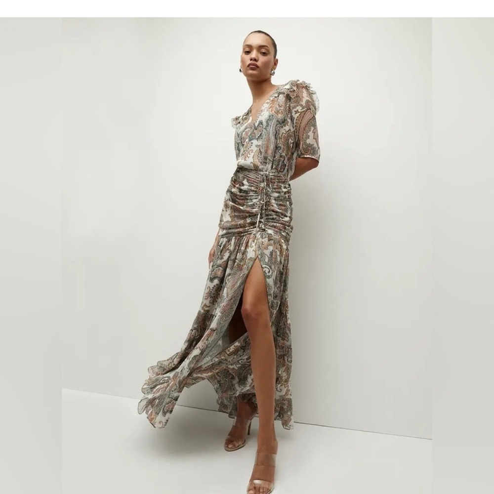 Veronica beard silk gown
Worn once 
Leg slit closed a little